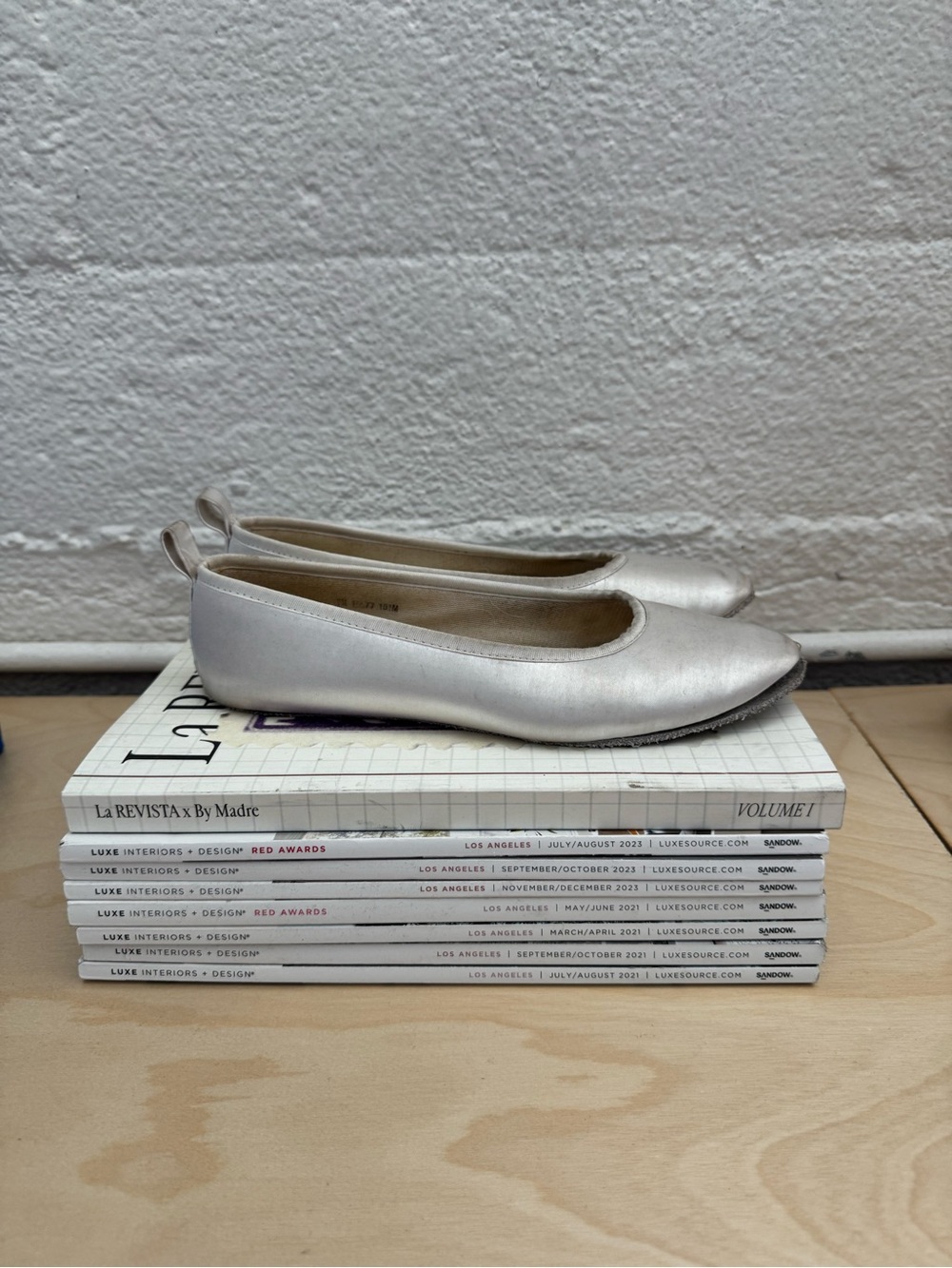 Touch Ups Satin Ballet Flats — Ivory, Size 7M